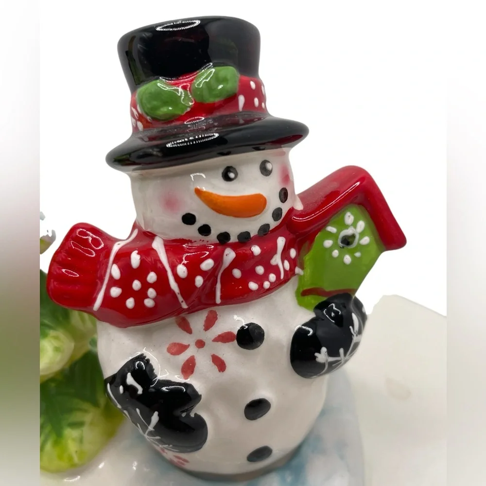 Christmas happy snowman couple. New. Ceramic .